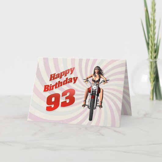 93番目の誕生日カードとバイクの女の子 カード (正面)