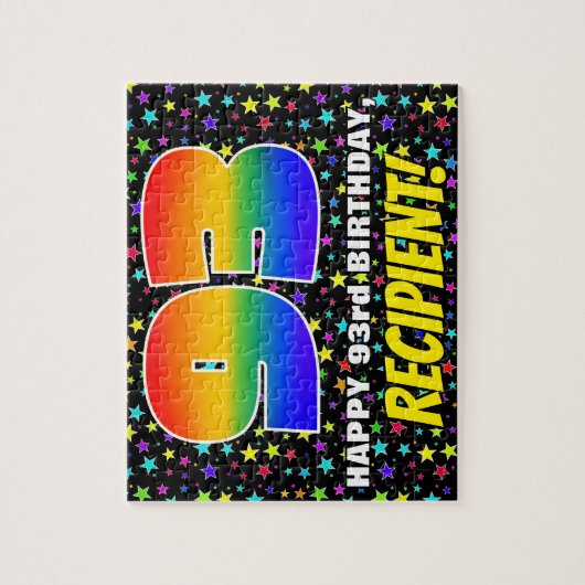93番目の誕生日:おもしろい、カラフル星野パターン ジグソーパズル (縦)