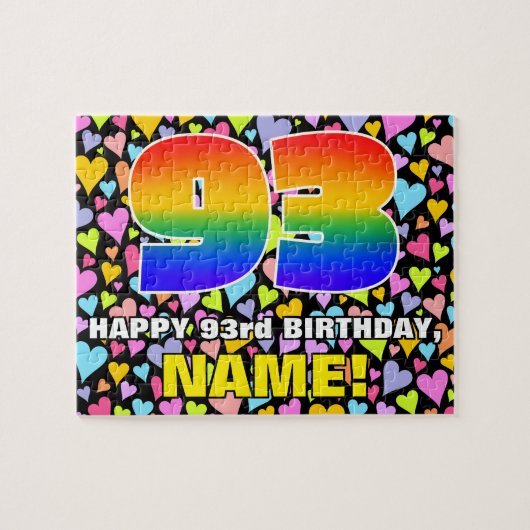 93番目の誕生日—おもしろい、愛するハートシェイプ+「93」 ジグソーパズル (横)