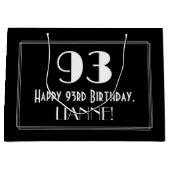 93番目の誕生日:インスパイアアールデコスタイル「93」、名前 ラージペーパーバッグ (正面)