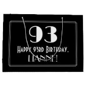 93番目の誕生日:インスパイアアールデコスタイル「93」、名前 ラージペーパーバッグ (裏面)