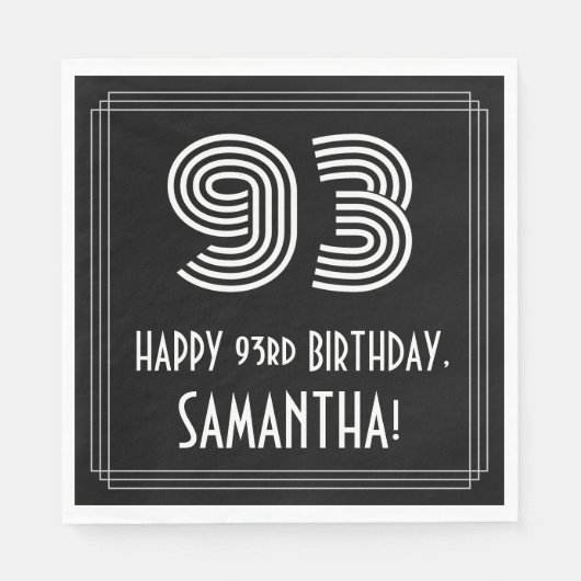 93番目の誕生日:インスパイアアールデコ検索"93" +名前 スタンダードランチョンナプキン (正面)