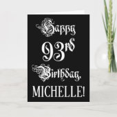 93番目の誕生日: ファンシー、スクリプエレガントト+名前をカスタムする カード (正面)