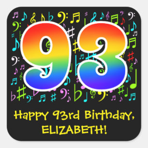 93番目の誕生日:音カラフル楽シンボル、Rainbow 93 スクエアシール