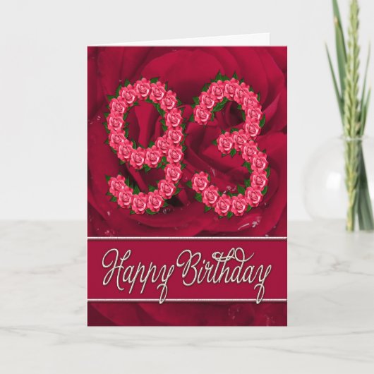 93誕生日カード(バラと葉付) カード (正面)
