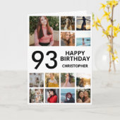 93誕生日フォトコラージュ13枚白黒 カード (黄色い花)