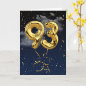 93誕生日金ゴールドマイラーバルーンと紙吹雪カード カード (黄色い花)