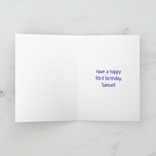 93誕生日:おもしろいグラフィティインスパイアレインボー93 カード (内部)