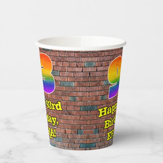 93誕生日:おもしろいグラフィティインスパイアレインボー93 紙コップ (左)