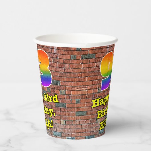 93誕生日:おもしろいグラフィティインスパイアレインボー93 紙コップ (右)