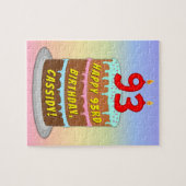 93誕生日:おもしろいケーキとキャンドル+名前をカスタムする ジグソーパズル (横)