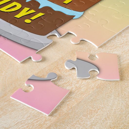 93誕生日:おもしろいケーキとキャンドル+名前をカスタムする ジグソーパズル (側面)