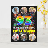 93誕生日:おもしろいレインボー#,名前をカスタムする&写真 カード (黄色い花)