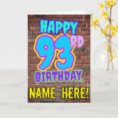 93誕生日-おもしろい、アーバングラフィティインスパイアルック カード (黄色い花)