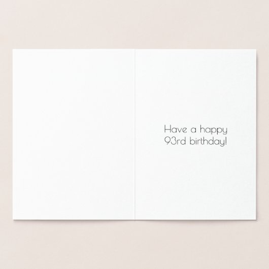 93誕生日~アールデコスタイル「93」と名前をカスタムする 箔カード (内部)