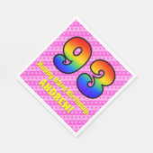 93誕生日:ピンクストライプのハート、レインボー# 93 スタンダードランチョンナプキン (角)
