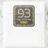 93誕生日:フローラ番号、フェイク木目、名前 スクエアシール (バッグ)