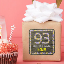 93誕生日:フローラ番号、フェイク木目、名前 スクエアシール