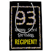 93誕生日:フローラ花数名前をカスタムする ミディアムペーパーバッグ (正面)