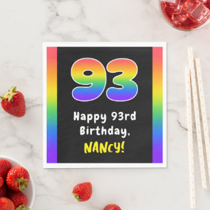 93誕生日:レインボースペクトル# 93、名前をカスタムする スタンダードランチョンナプキン