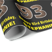 93誕生日：名前フェイク&木目パターン「93」 ラッピングペーパー (ロールコーナー)