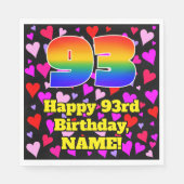93誕生日:愛するハートパターン、虹# 93 スタンダードランチョンナプキン (正面)