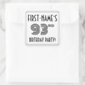 93rd誕生日パーティー:アールデコスタイル+名前をカスタムする スクエアシール (バッグ)