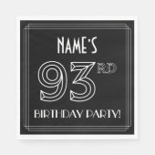 93rd誕生日パーティー：アールデコスタイル+名前をカスタムする スタンダードランチョンナプキン (正面)