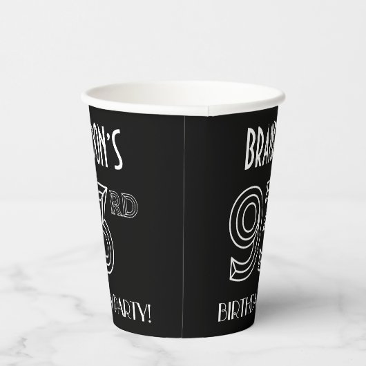 93rd誕生日パーティー：アールデコスタイル+名前をカスタムする 紙コップ (右)