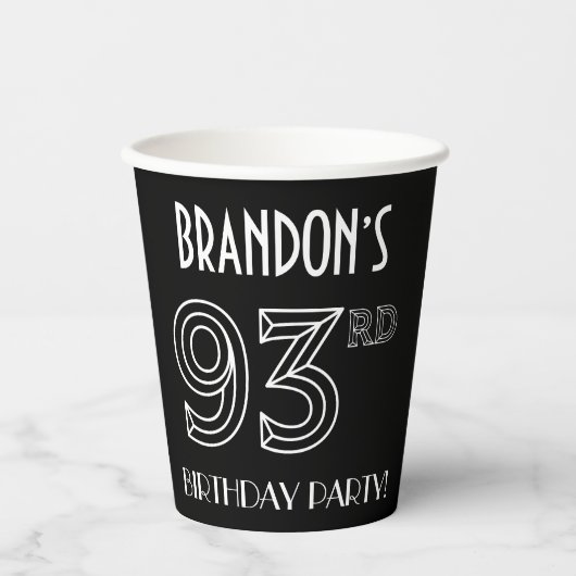 93rd誕生日パーティー：アールデコスタイル+名前をカスタムする 紙コップ (正面)