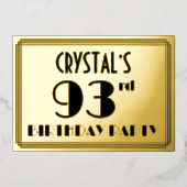 93rd誕生日パーティー – アールデコ検索「93」 +名前 箔招待状 (正面)