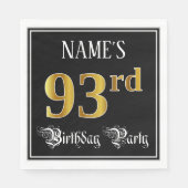 93rd誕生日パーティー – ファンシースクリプト、フェイク金ゴールドルック スタンダードランチョンナプキン (正面)