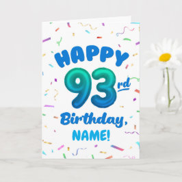 93rd Balloon Number Custom Name Birthday Card カード