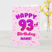 93rd Balloon Number Custom Name Birthday Card カード (黄色い花)