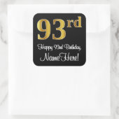 93rd Birthday – Elegant Luxurious Faux Gold Look # スクエアシール (バッグ)