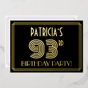 93rd Birthday Party —アールデコスタイル「93」 +名前 箔招待状