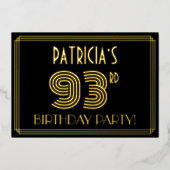 93rd Birthday Party —アールデコスタイル「93」 +名前 箔招待状 (正面)