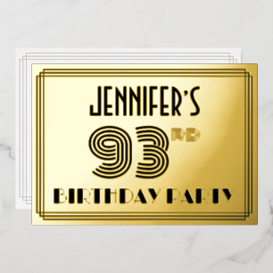 93rd Birthday Party —アールデコスタイル「93」 & Name 箔招待状