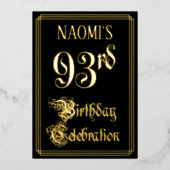 93rd Birthday Party – スクリプファンシートと名前をカスタムする 箔招待状 (正面)