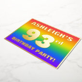 93rd Birthday Party: Fun, Colorful Rainbow Pattern 箔招待状 (回転した状態)