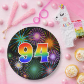 94イベント-おもしろいカラフル、はっきりした、虹94 ペーパープレート (パーティー)
