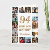 94ハッピーバースデー金ゴールドとホワイトフォトコラージュ カード (正面)