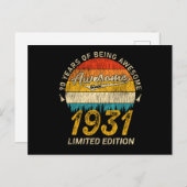 94歳の誕生日おめでとう！レトロで最高の94歳の誕生日プレゼント ポストカード (正面/裏面)