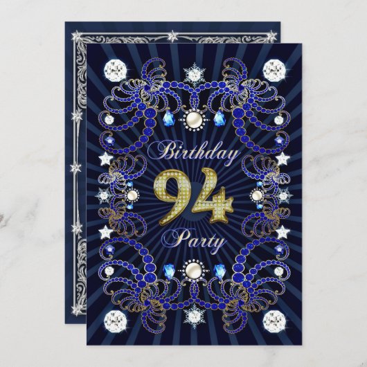 94歳の誕生日パーティー招待状と宝石の塊 招待状 (正面/裏面)