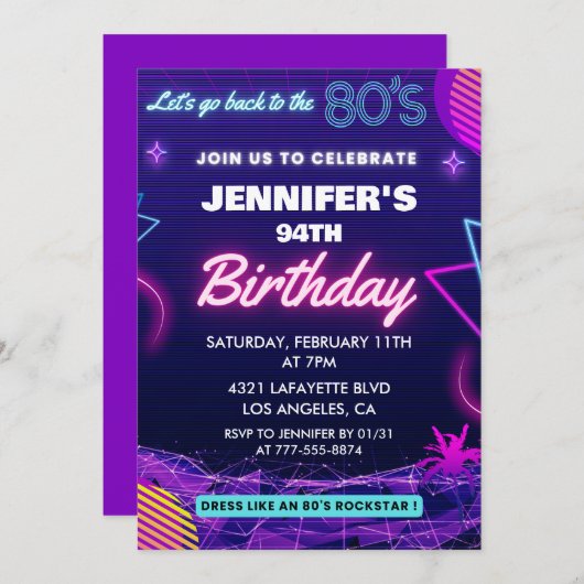 94歳の誕生日招待状80年代 招待状 (正面/裏面)