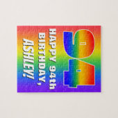 94番目の誕生日カラフル:, おもしろいレインボーパターン# 94 ジグソーパズル (横)