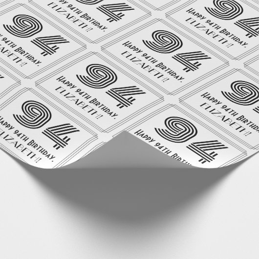 94番目の誕生日:インスパイアアールデコスタイル「94」 +名前 ラッピングペーパー (角)