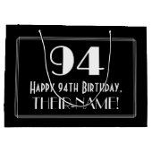 94番目の誕生日:インスパイアアールデコスタイル「94」、名前 ラージペーパーバッグ (裏面)