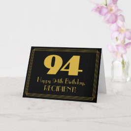 94番目の誕生日:インスパイアアールデコ「94」と名前 カード