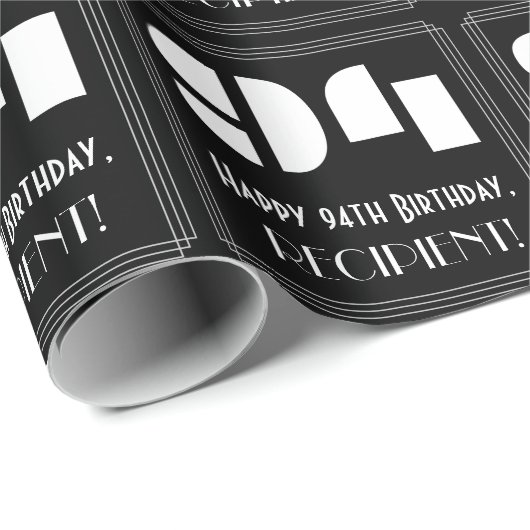 94番目の誕生日:インスパイアアールデコ「94」と名前 ラッピングペーパー (ロールコーナー)